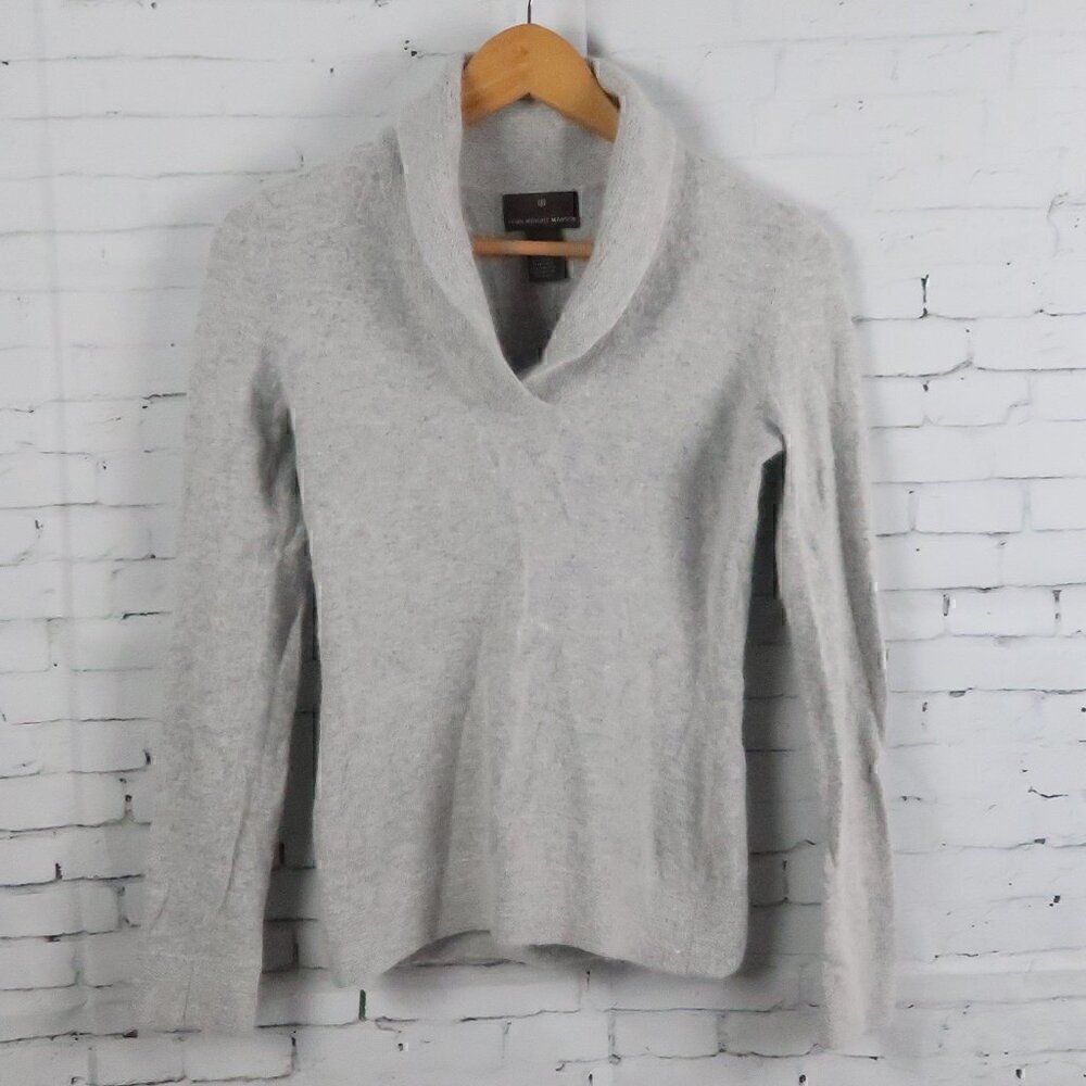 FENN WRIGHT MANSON LIGHT GREY ANGORA LAMBS WOOL BLEND COWL NECK SWEATER SIZE XS